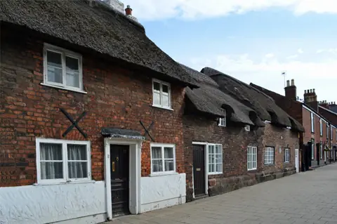 Thatched cottages on Main Street in Frodsham, Cheshire
