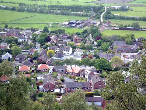 Helsby village and Cheshire landscape viewed from Helsby Hill